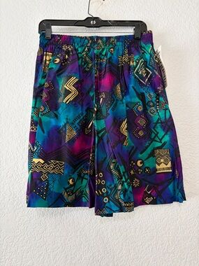 Vintage Paquette Colorful 80s 90s Printed Long Bermuda Short